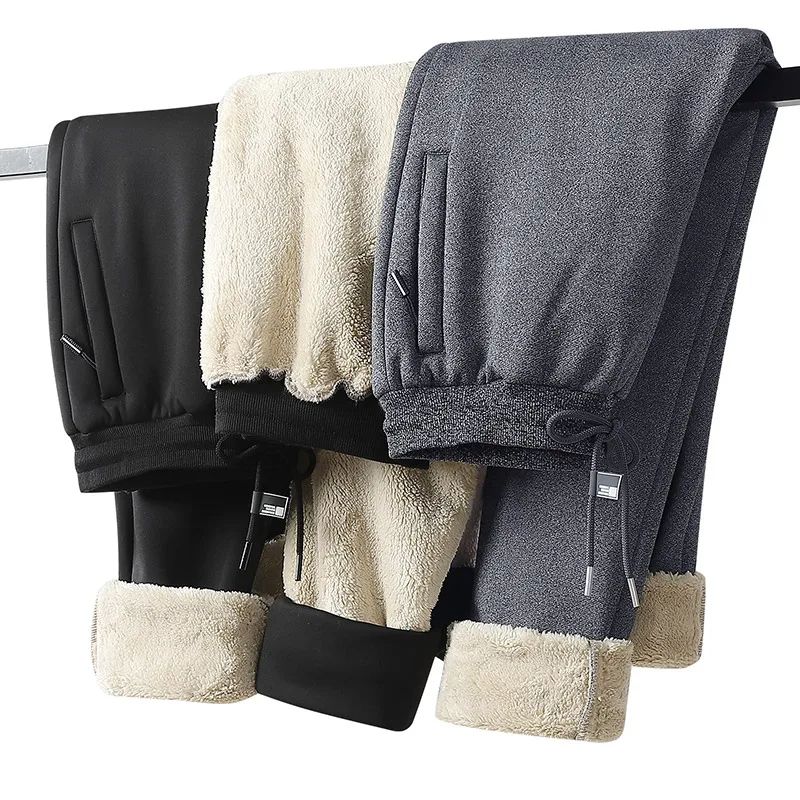 Men's Cashmere Fleece Lined Joggers, Winter Thermal Jogger Pants for Men, Warm Thick Casual Sports Pants