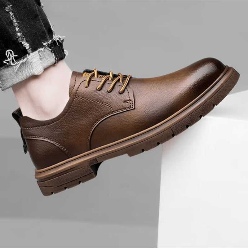 Mens Handmade Leather Casual Lace Up Shoes Comfortable Breathable Everyday Footwear