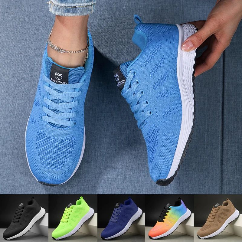 Womens Breathable Knit Walking Sneakers – Lightweight Casual Everyday Shoes