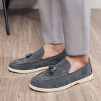 Men's Shoes Business Casual Slip-On Loafers, Unisex Lightweight Flat Bottom Tassel, Fashionable Versatile