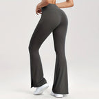 Women's V-Waist Flared Leggings – Slim Fit Streetwear Pants with Side Pockets