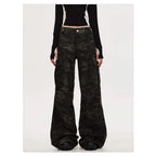 Womens Wide Leg Cargo Jeans Casual High Waist Cargo Pants Multi Pocket Relaxed Fit Denim Trousers