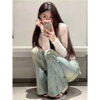 Women Flared Denim Pants Autumn Winter, Y2k Low Rise Skinny Trumpet Pants, Bell Bottom Bootcut Jeans Fashion