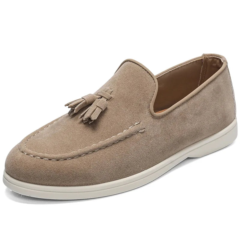 Men's Shoes Business Casual Slip-On Loafers, Unisex Lightweight Flat Bottom Tassel, Fashionable Versatile