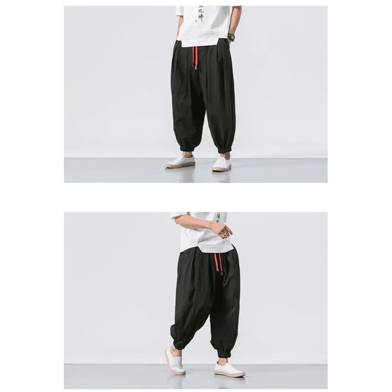 Mens UrbanEase Linen Harem Joggers – Breathable, Relaxed Fit Streetwear Pants