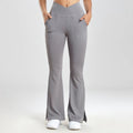 Women's V-Waist Flared Leggings – Slim Fit Streetwear Pants with Side Pockets