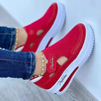Breathable Pink Canvas Platform Sneakers for Women – Lightweight Casual Tennis Shoe for Everyday Comfort