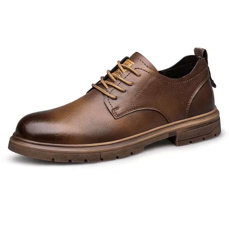 Mens Handmade Leather Casual Lace Up Shoes Comfortable Breathable Everyday Footwear