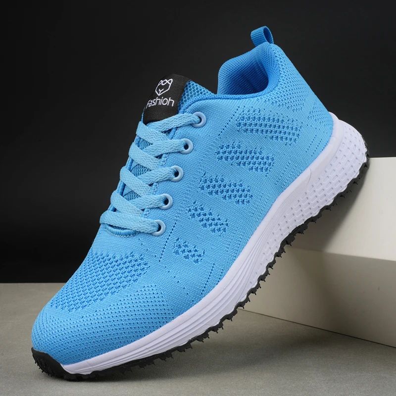 Womens Breathable Knit Walking Sneakers – Lightweight Casual Everyday Shoes