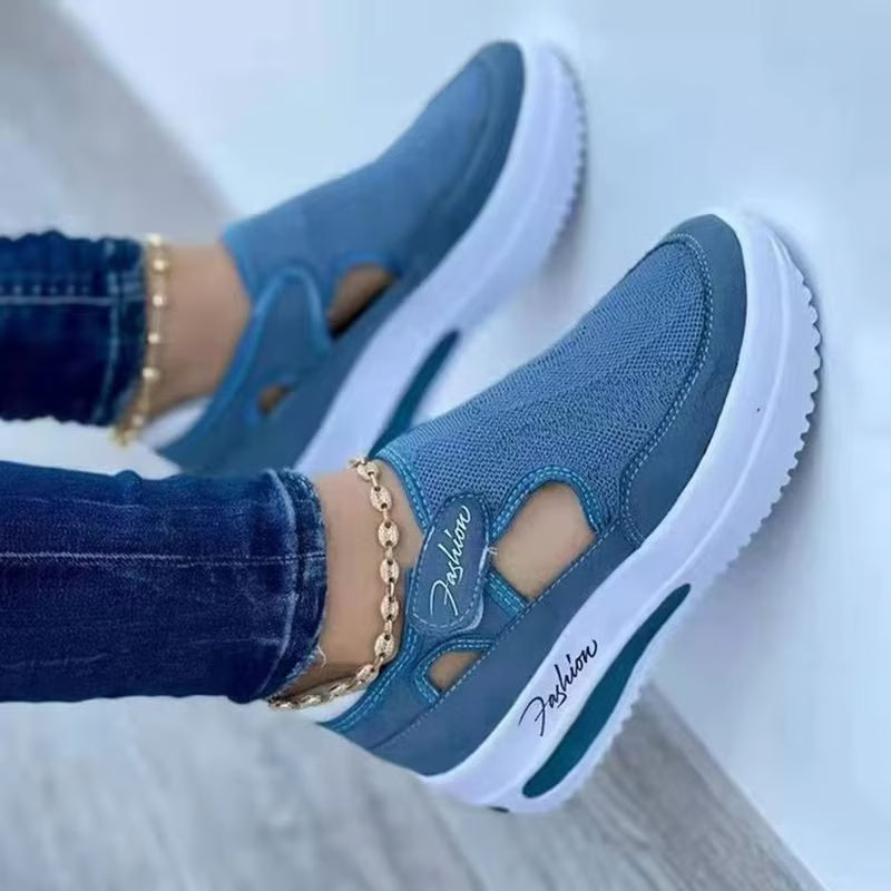 Breathable Pink Canvas Platform Sneakers for Women – Lightweight Casual Tennis Shoe for Everyday Comfort