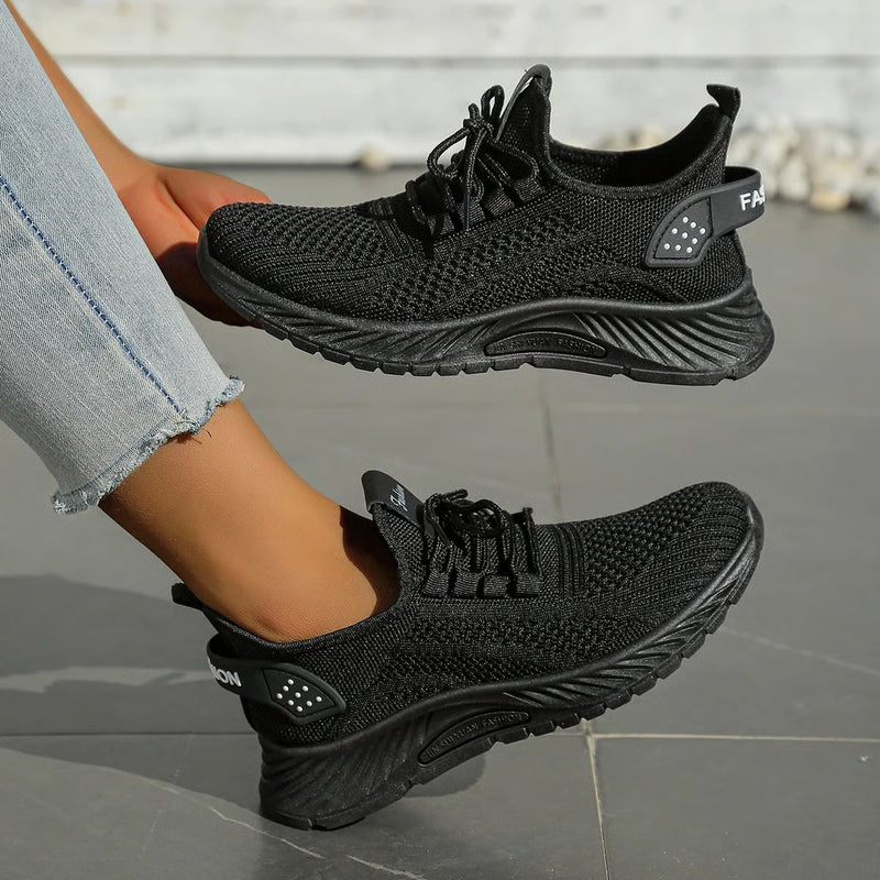 Fall KnitStride Womens Casual Sneakers - Breathable Everyday Walking Shoes