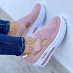 Breathable Pink Canvas Platform Sneakers for Women – Lightweight Casual Tennis Shoe for Everyday Comfort